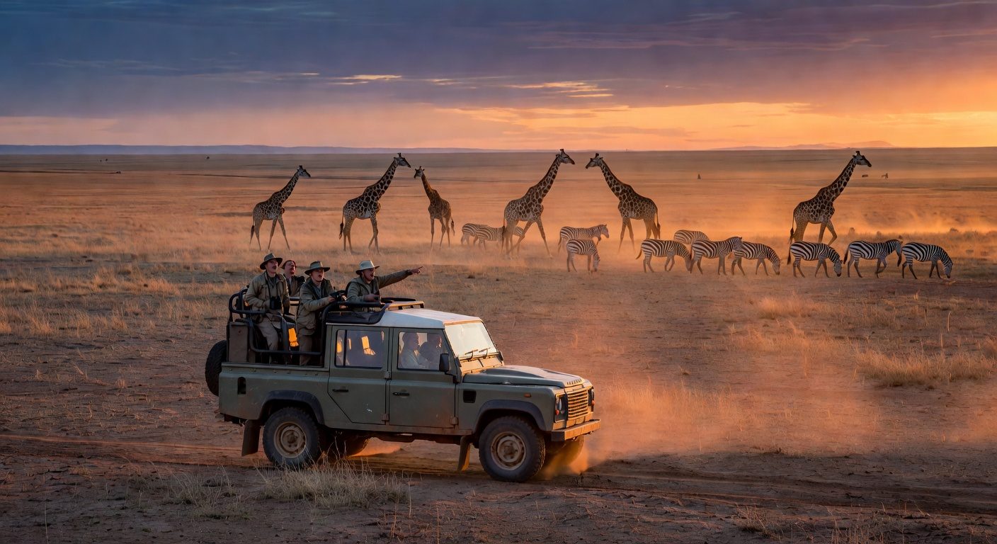 Serengeti Giraffes Sunrise